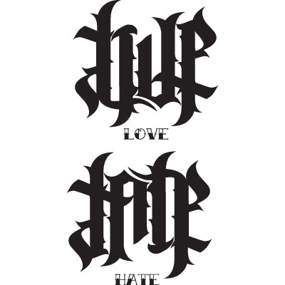 ambigram tattoos. Love+hate+ambigram+tattoos
